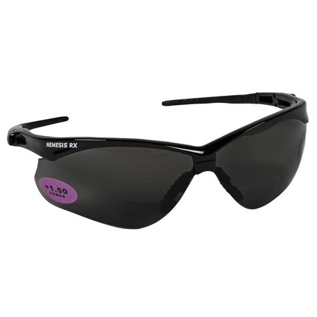 Kleenguard Readers Safety Glasses, Rx +1.5, Black Frame, Smoke Hardcoated Lens 22516